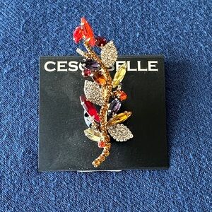 Elegant Crystal Leaf Brooch